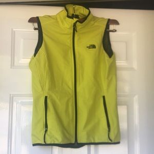Neon yellow North Face shell vest
